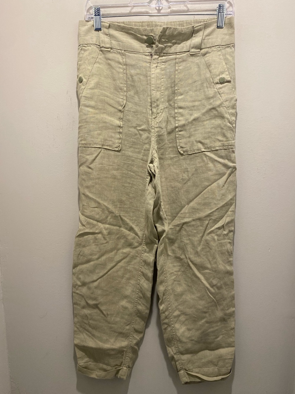 Tahari Cargo Linen Pants Tan Women’s Size Medium EUC Summer Casual